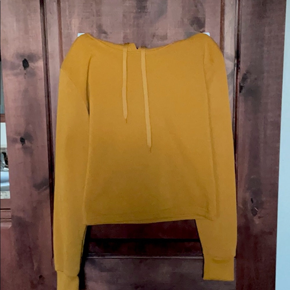 Mustard yellow cropped hoodie